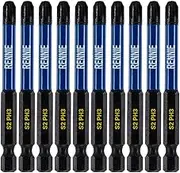 10 x Rennie Tools 75mm Long PH3 Impact Screwdriver Driver Bits Set. Magnetic Phillips No.3 Heavy Duty Impact Driver Bit Set. Long PH3 Bits.