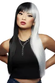 Manic Panic Raven Virgin Downtown Diva Wig Black And White Long Straight Wig