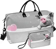[XYMZR] Large Travel Duffel Bag Pig Bubble Funny Sports Tote Gym Bags, Shoulder Weekender Overnight Bags for Women Men, Carry On Luggage with Toiletry Bag, Multi-Colored, Artistic