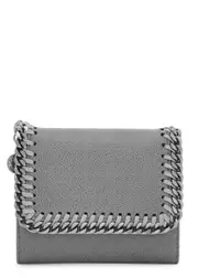 Stella Mccartney Falabella Small Faux Suede Wallet - Light Grey ONE SIZE