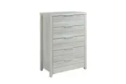 Tallboy with 5 Storage Drawers Natural Wood like MDF in White Ash Colour