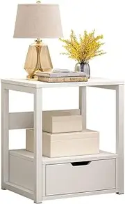 Living Room Table Modern Minimalist White Coffee Table, Living Room Bedroom Locker with Drawer Outdoor Side Table (Color : White)