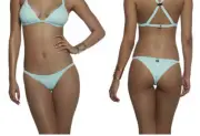 NWT RISE CITY SWIMWEAR "HAZEL" SEA FOAM SKIMPY BRAZILIAN CHEEKY BIKINI BOTTOMS L