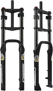 26x4.0 Fat Bike Fork Double Shoulder Bike Suspension Fork Travel 140mm DH MTB Air Fork Rebound Adjust 1-1/8 Steerer E-Bike Electric Bicycle Front Fork QR 9x135mm (Color : Black 26inch)