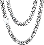 ChainsHouse Stainless Steel Mens Cuban Link Chain, Black/18K Gold Miami Cuban Chains Necklace, 5/7/9mm/12mm Width, No Tarnish&Durable Hip Hop Mens Hewelry, 18''-30'' Length'