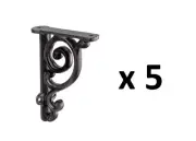 *5* Richelieu 3-9/16" x 3-15/16" Matte Black Forged Iron Rustic Shelf Bracket