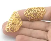 Rose Filigree Adjustable Ring Matte Gold Plated brass 7US - 10US size 4013