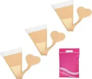 [LJJCSFF] 3 PCS C-String Thong Strapless Panties Invisible Thongs for Women Heart Shaped Underwear Self Adhesive Panty Beige Size M