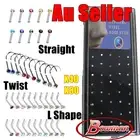 40/80x Nose Stud L Shape Bend Twist Crystal Clear Mix Colour Bulk Bone Piercing