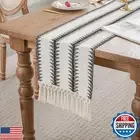 duduta Black White Tree Boho Macrame Table Runner 12 x 36 inch, Farmhouse Dre