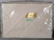 Vintage Irish Linen Beige Lace Edged Settee Set New Sealed