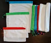 12-pk Angel's Durable Nylon Mesh Bag Sliding Drawstring Cord Lock 12" Closure