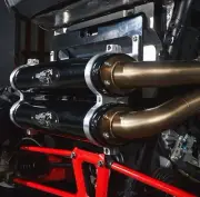 BARKER FULL DUAL EXHAUST SYSTEM BLACK RED CLAMP POLARIS RZR XP 1000 XP1000
