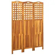 vidaXL Solid Acacia Wood 3-Panel Room Divider Panel Decorative Privacy Screen