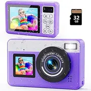 Digital Camera,10FT Underwater Camera with 32G, 2.8'' Dual Screen Waterproof Compact Small Portable for Snorkeling,18X Digital Zoom for Kids Teenagers Beginners Adults