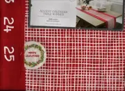 Threshold Christmas Red Check Advent Countdown Days Pocket Table Runner NEW