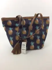 Style & Co | Printed Pineapple Cotton Canvas Tote | Blue | NWT $62.50