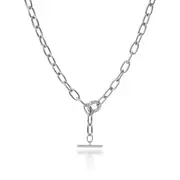 Paperclip Fob Chain Necklace in Sterling Silver