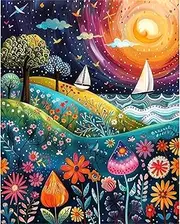 JATOK Paint by Numbers Adults, Paint by Numbers, DIY Starry Night with Brushes and Acrylic Paints, Hand Painted Oil Painting Canvas for Home Decor, Without Frame (40 x 50 cm)