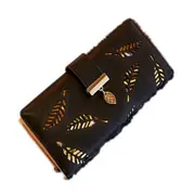 Women Wallet PU Leather Purse Female Long Wallets Gold Hollow Leaves Pouch Handbag For Women Coin Purse Card Holders Clutch