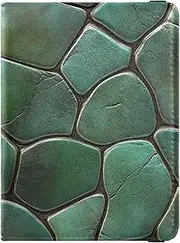 [Amooorous] Paisley Stone Texture Turquoise Teal Leather decorative passport holder for travel women Wallet Combo Travel Passport Wallet Waterproof, paisley stone texture turquoise teal, 1 size