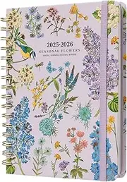 Kokonote A5 Academic Diary 2025-2026 Week To View - Seasonal Flowers | Academic Planner 2025-2026 With Stickers, Student Essentials For University, Back To School Supplies