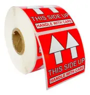 Pre-Printed THIS SIDE UP Labels/Stickers 2x2 (2" x 2") - (25) Rolls of 500