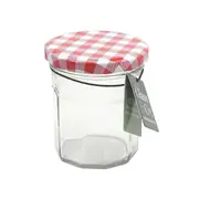 36PK Glass & Co Cleo Glass Jar Container w/ Checked Lid Clear/Red 185ml