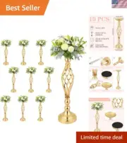 10 PCS Gold Flower Stand Centerpiece, Wedding Table Gold Flower Stand Vases C...