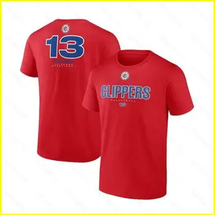 444 NBA Paul George LA Clippers 紅色短款中性袖 T 恤短袖運動 T 恤球迷版