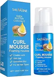 Curl Mousse with Shea Butter & Coconut, 120ml, Frizz Control Hair Styling Foam