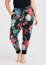 [Taking Shape] Taking Shape Bamboo Floral Fiesta Pyjama Pant Size 26 in Black / Print - Plus Size Women's Clothing Black / Print