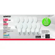 Satco S11401 A19 LED Light Bulbs, 60-Watt Replacement, 5000K Natural Light, 9 Wa