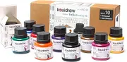 Coloured Drawing Ink Set India Ink, Waterproof, Set of 10 Assorted Colours, 35ml