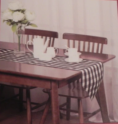Black and White Striped Table Runner, 100% Polyester 13" x 70"