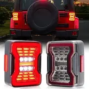 LED Tail Lights Replacement for Wrangler JK JKU 2007-2018 Rear Brake Taillights with Turn Signal Running lights & Reverse Lights, 2 Packs