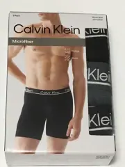 Calvin Klein Mens 3 Pack X-Large Microfiber Boxer Briefs - Black and Dark Gray