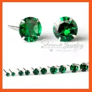 925 STERLING SILVER WOMENS MENS KIDS EMERALD GREEN ROUND STUD EARRINGS XMAS GIFT