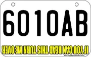 ATV License Plate, "IF YOU CAN READ THIS TURN ME OVER"