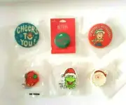 Hallmark Christmas Kermit frog Cheers to You button Lapel Pin Lot