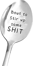 Novelty Stamped Spoon, Funny Engraved Stainless Steel Serving Spoon, Silver