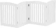 Freestanding Pet Dog Gate Wooden 4 Panel Barrier Security Gate Door Fence White