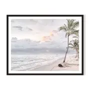 Beach Clouds Framed Printed Wall Art - Black