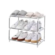 Stackable Small Shoe Rack, Entryway, Hallway and Closet Space 3-Tier White
