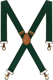[Beaface] Vintage Braces for Men with 4 Snap Hook-Clips, Men Braces for Trousers Heavy Duty X Shape Adjustable Elastic Suspenders