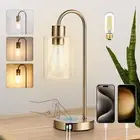 Gold Table Lamp With USB Port, 3 Way Dimmable Touch Control Bedside Lamp, Modern