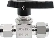 Ball Valve Stainless Steel 304 Ball Valve Female SS304 for Tube-line and Pipeline Q91SA OD 3MM 4MM 8MM 10MM Relief Valves(3/8")