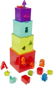 Battat – Sorting & Stacking Boxes – Nesting Toddler Play Cubes – Color-Coded ...