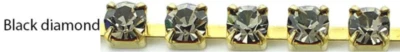 CZECH PRECIOSA CRYSTAL RHINESTONE SS8 (2.3 MM) GOLD PLATE CUP CHAIN SPOOL (55 y)
