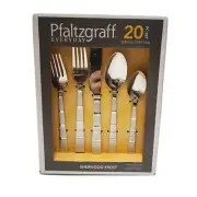 New Pfaltzgraff 20 Piece Premium Stainless Steel Silverware Set Sherwood Frost